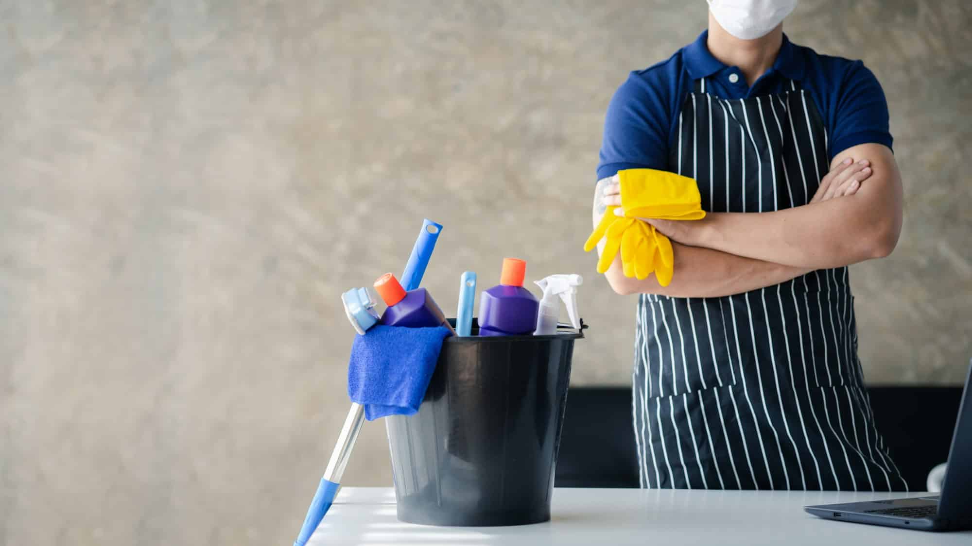 The person cleaning the room, the cleaning staff of the cleaning company.