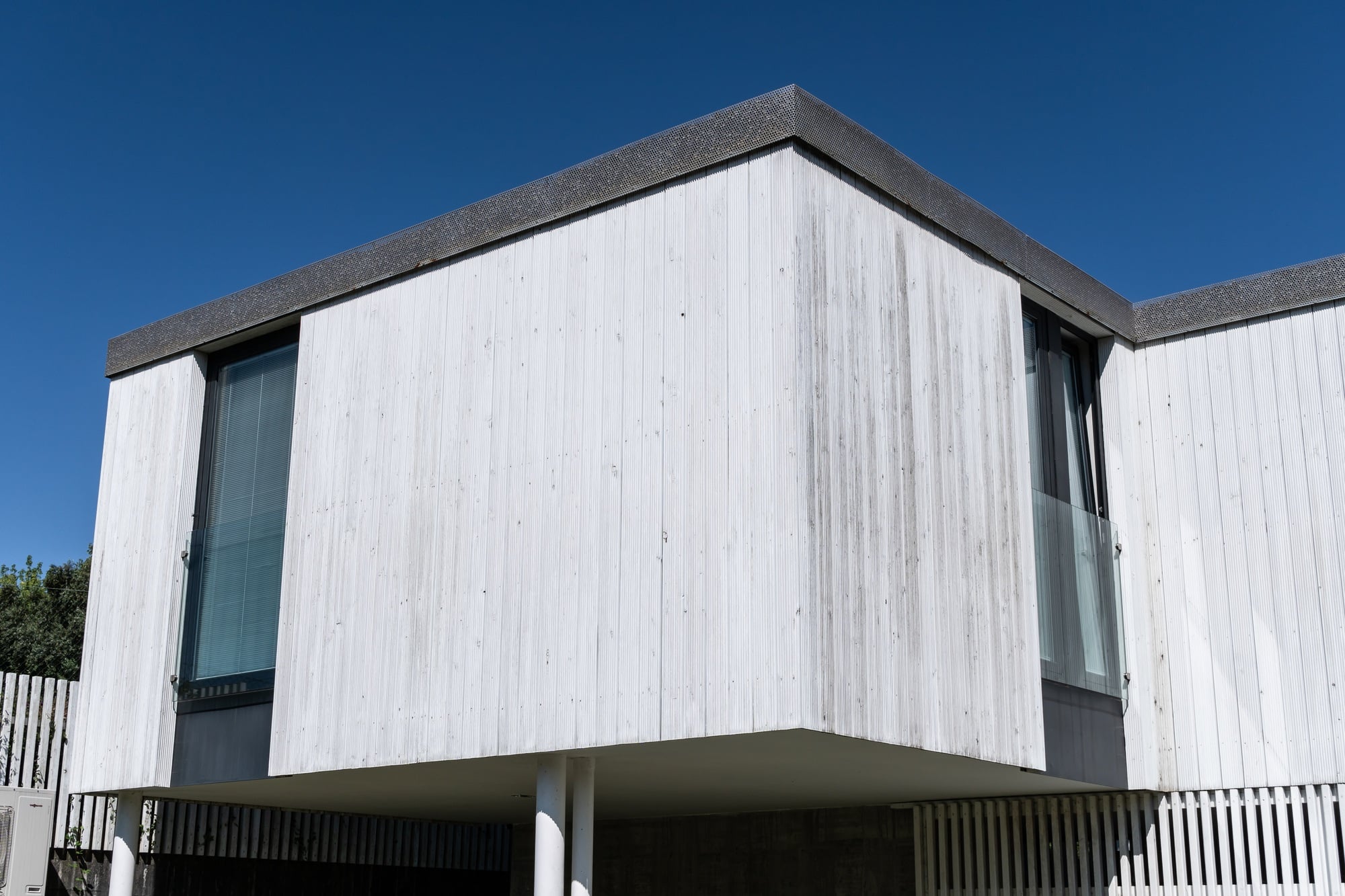 Modern House with wood planks cladding